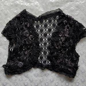 Vintage dainty lace black shrug | size xxs-xs